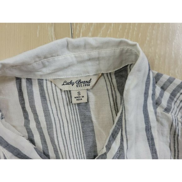 Lucky Brand Button Tunic Top Women's SMALL Striped 100% Cotton Lightweight - Picture 4 of 10